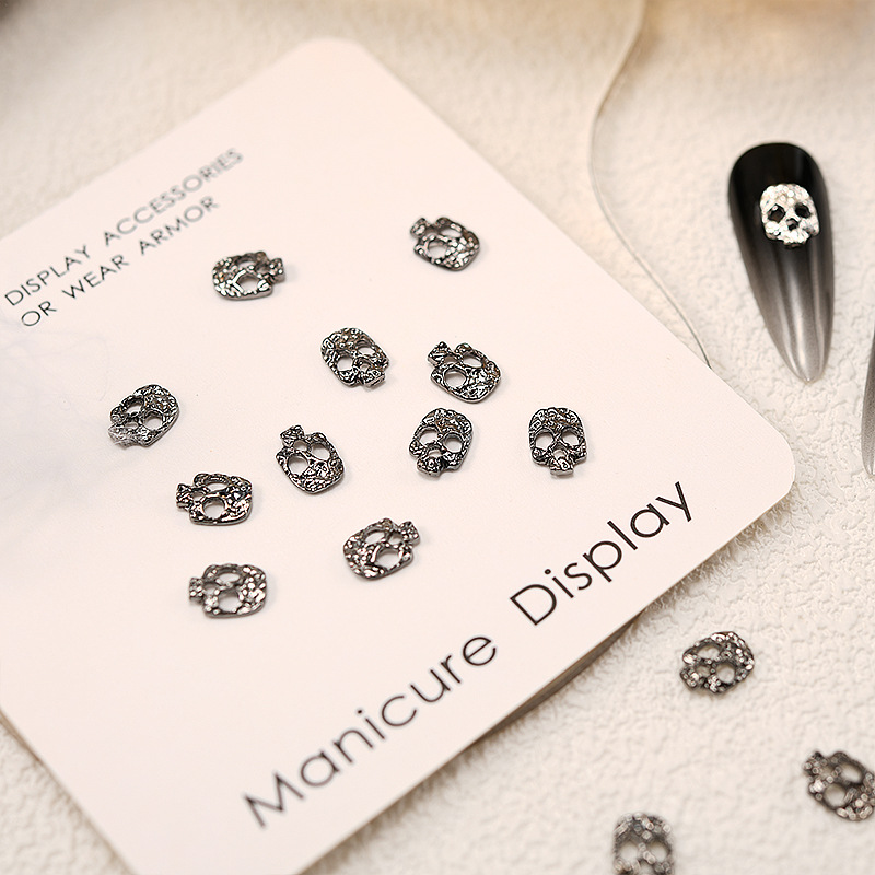 20 piezas para manicura de Halloween, dijes de Calavera, araña con diamantes de imitación, esqueleto Vintage de aleación de mano, joyería artesanal: Pistola de color