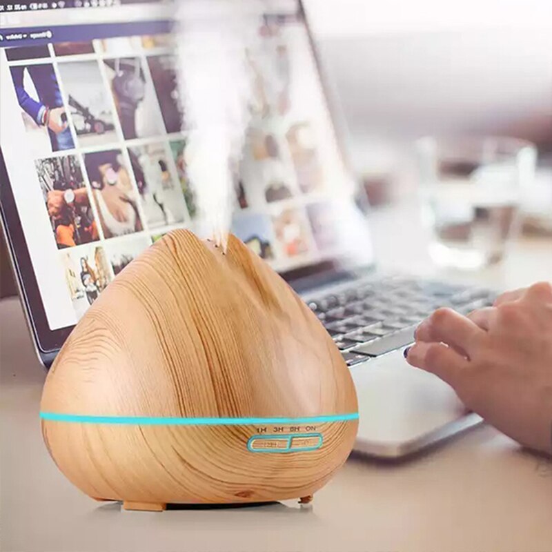 550 ML APP Controle Luchtbevochtiger Aroma Essentiële Olie Diffuser Met Houtnerf Aromatherapie Diffuser 7 Kleur LED Verlichting Voor thuis