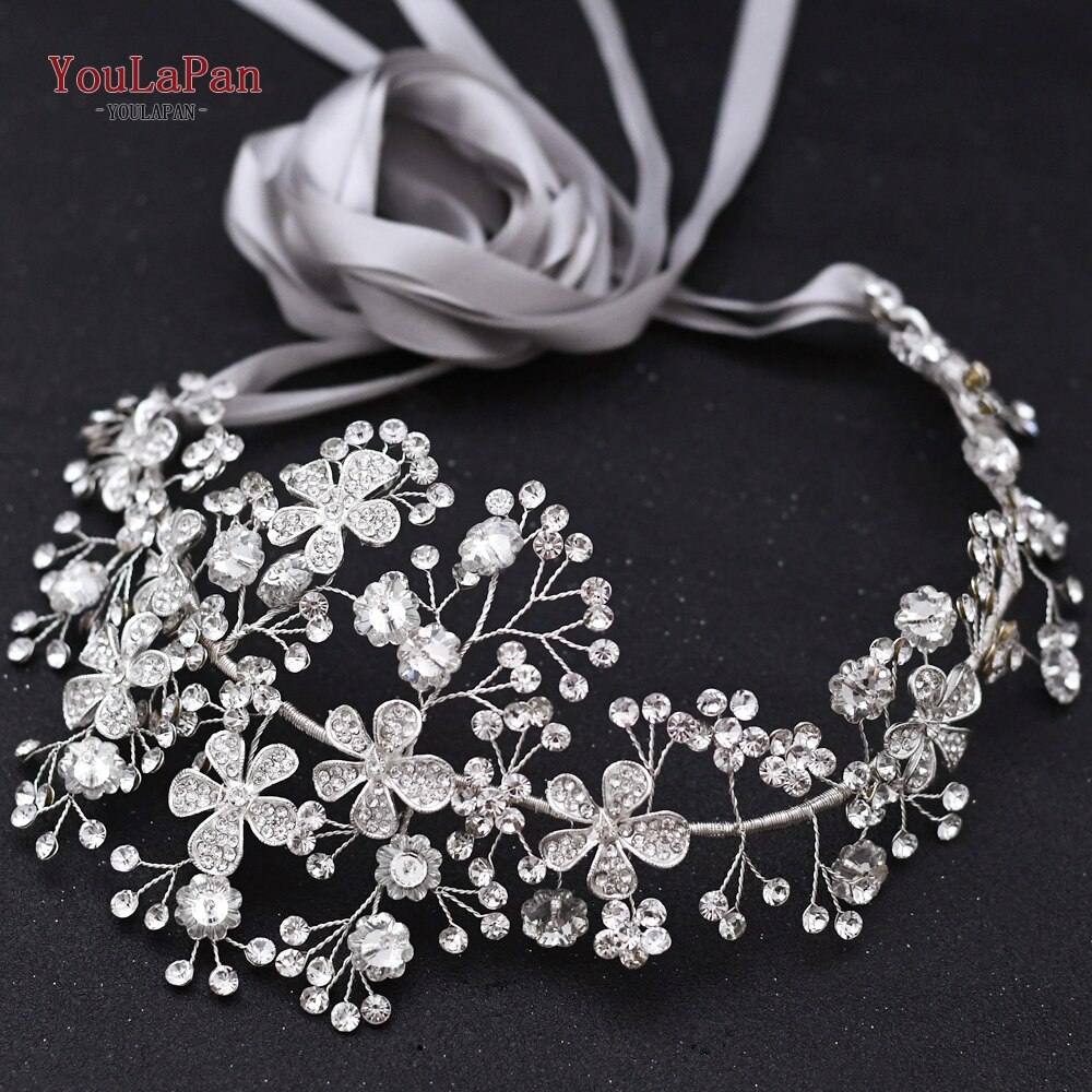 YouLaPan SH273 Princess Bridal Belt with Alloy Flower Rhinestone Applique Belts Women Belts with Diamonds Style Bridal Belt: gray