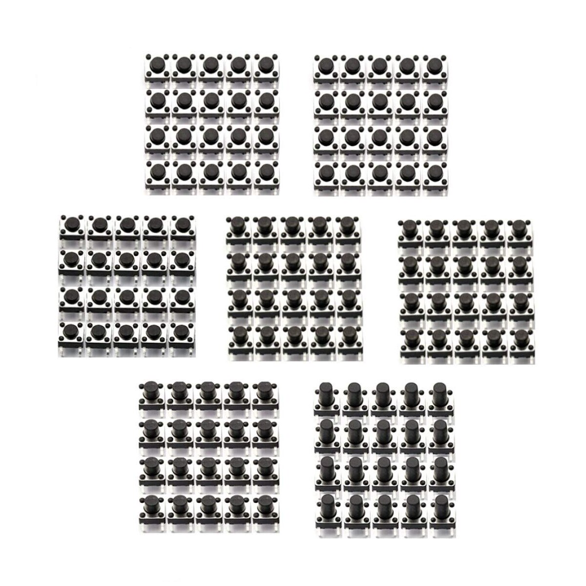 180PCS Tact Switch Push Button Switch Micro Momentary Tact Assortment Kit 4PIN DIP Micro Switch For TV/Toys/home use Button