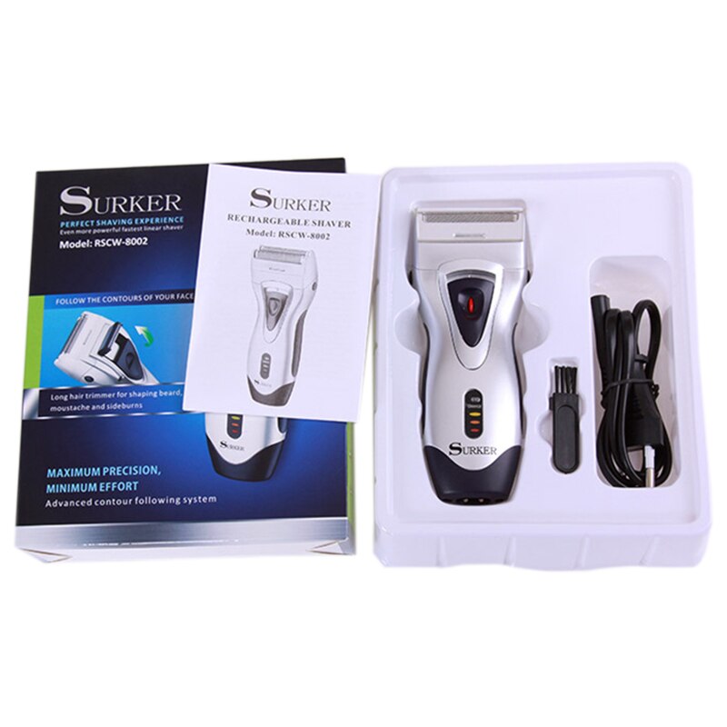 CALDO! Surker Rscw-8002 Rasoio Elettrico Rasoi Da Barba Ricaricabile Alternativi 2 Teste Barba Capelli rifinitore Elettrico di Riparazione clip