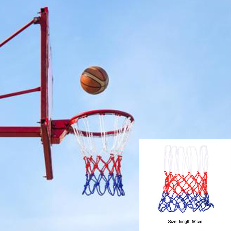 1pcs Nylon Basketball Net Thread Sports Basketball Hoop Mesh Backboard Rim Ball Pum 12 Loops White Red Blue Accessories: B
