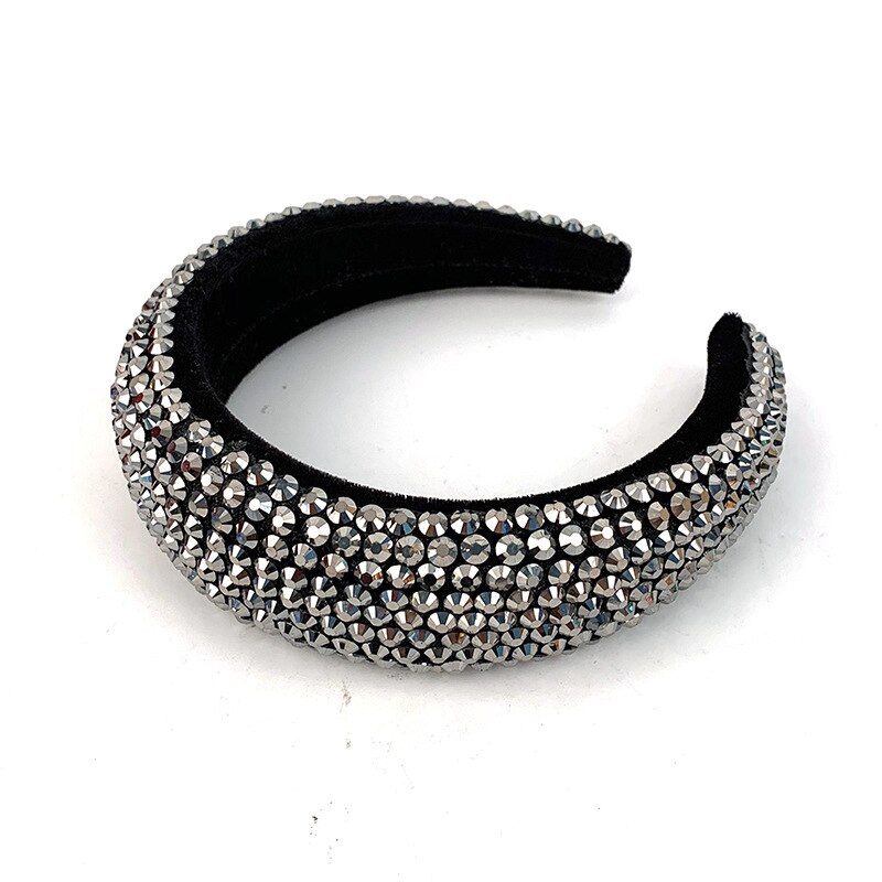 Headwear barroco bandana simulação cheia diamante bandana borda larga strass acessórios para o cabelo: 8 hei yin