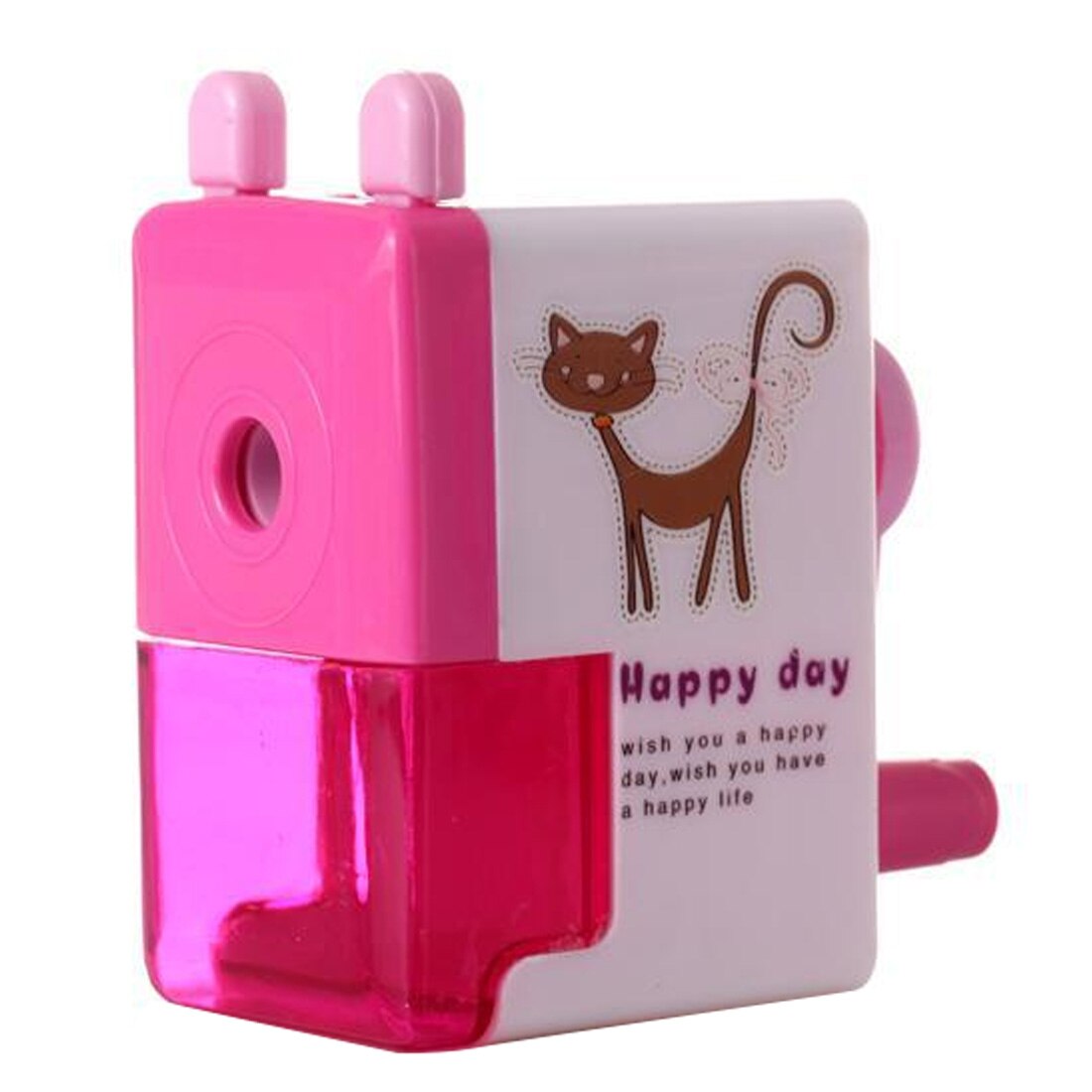 Sacapuntas rotativo con vibración manual, afilador de lápices de dibujos animados, cortador de lápices para útiles escolares para niños, papelería de oficina: Rojo
