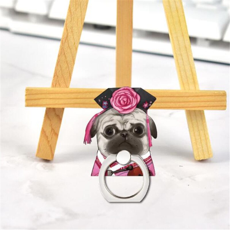 Animals Dog Corgi Pug Cat Finger Ring Phone Stand Holder Car Mobile Phone Holder Stand Suporte Celular For iPhone 11 All Phone: D