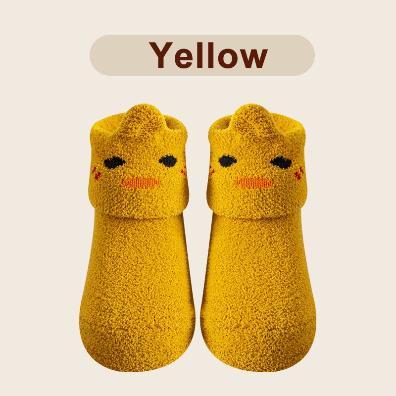 Corail polaire bébé anti-dérapant chaussettes de sol automne hiver -né et épais chaussette -né bébé fille garçon infantile chaussettes d'intérieur: Yellow / XS 0-12 months
