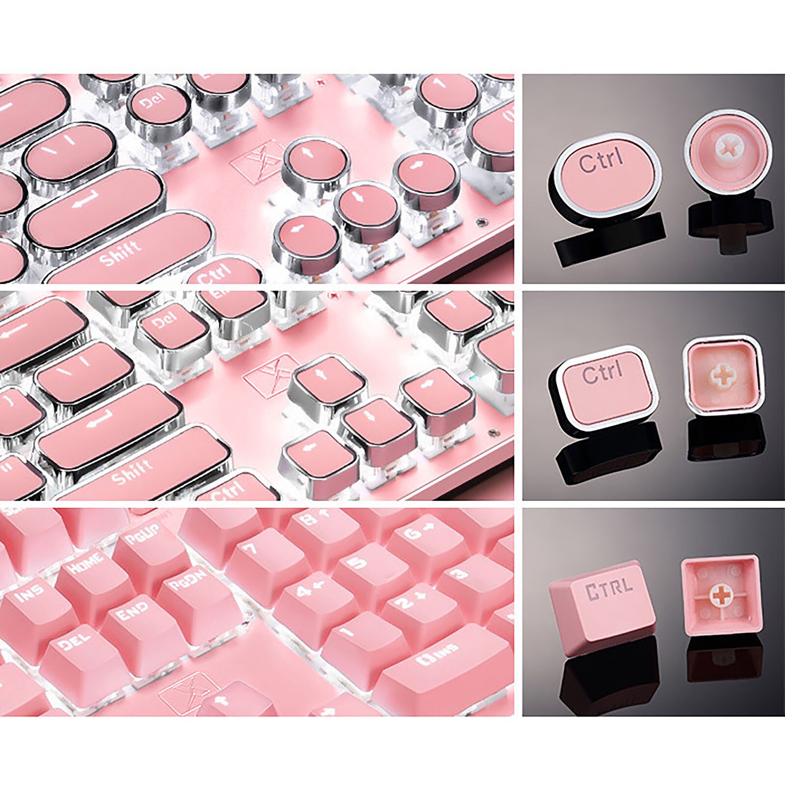 K901 Gaming Keyboard Retro Punk Typewriter-style Usb Wired Stylish 104 Key Pink Blue Mechanical Keyboard For Laptop Desktop