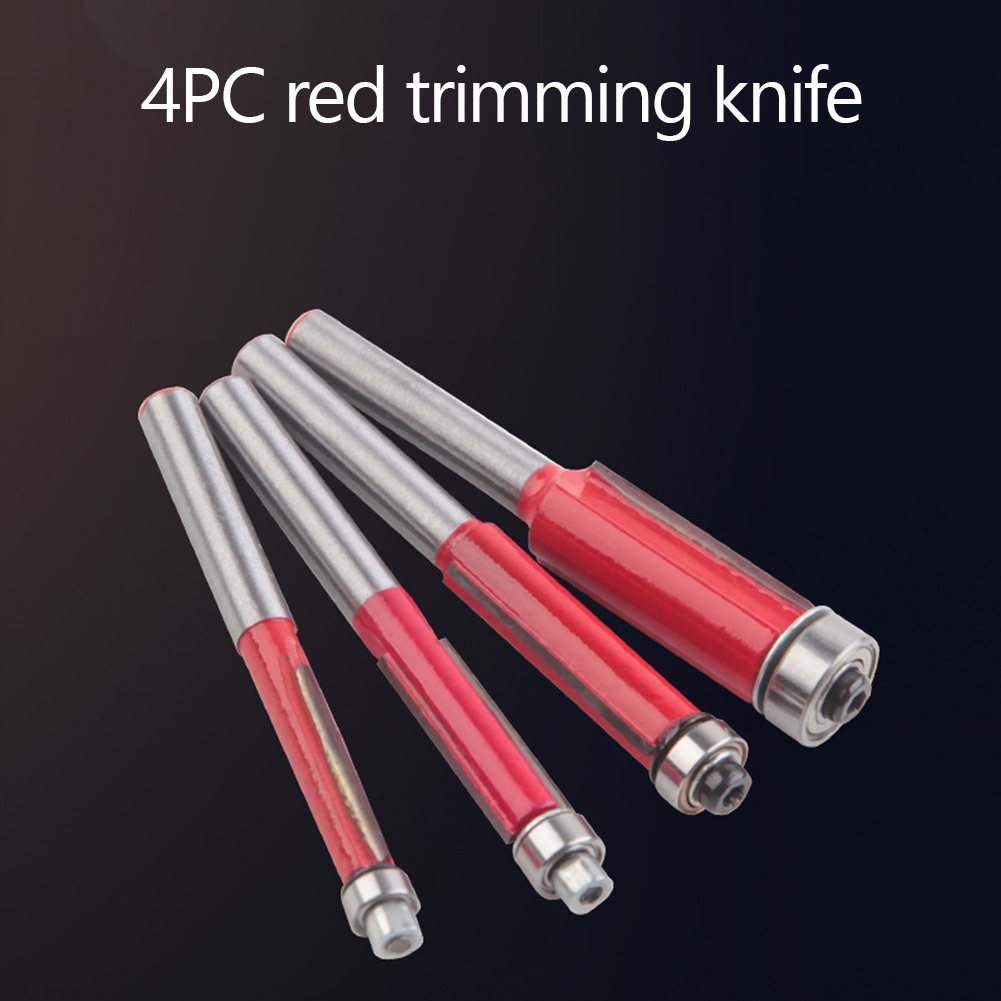 4/7Pcs 1/4" Shank Flush Trim Router Bits End Mill For Wood Lengthened Trimming Cutters With Bearing Woodworking Tool