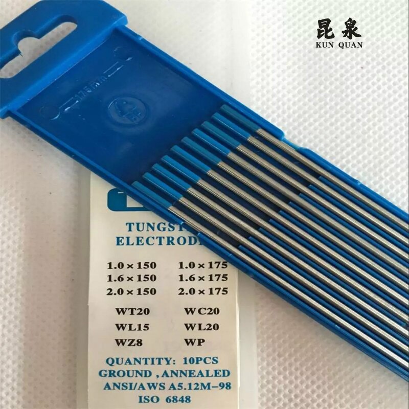 Venta de fábrica directamente electrodo de tungsteno WL20 para soldadura tig azul cielo o de cabeza de oro 10 unids/pack