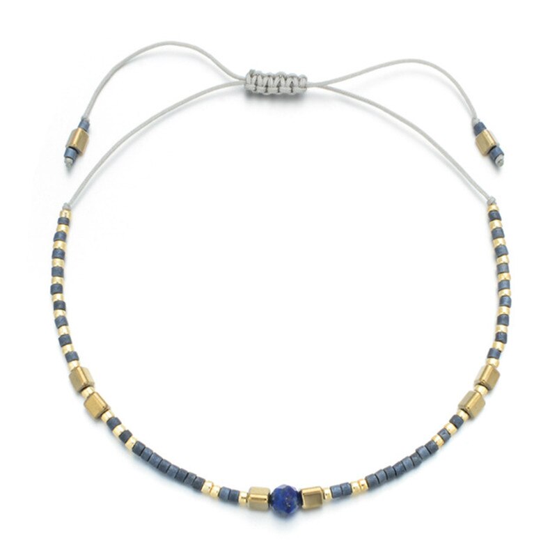 Boheme tynde miyuki beaded sten krystal armbånd & amp; armbånd til kvinder håndlavede vintage armbånd med etnisk knude: Rb388-2