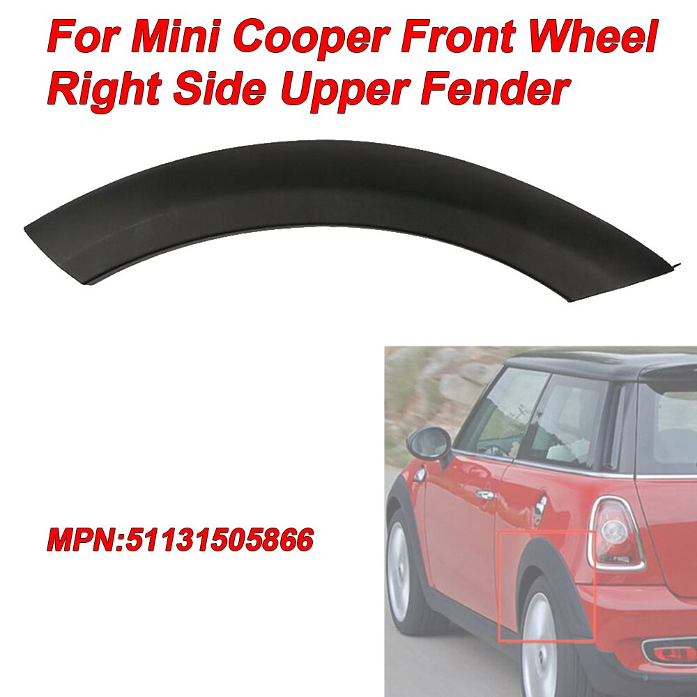 1 pc framhjul höger sida övre fender båge lock passar för mini cooper 2002 höger framhjul båge trim