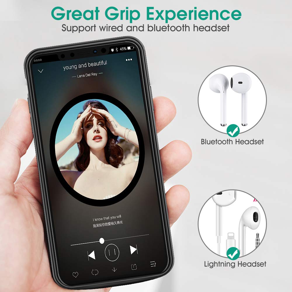 NEWDERY Upgraded for iPhone Xs Max Battery Case Qi Wireless Charging Compatible, 6000mAh External Charger case for iphone xs max