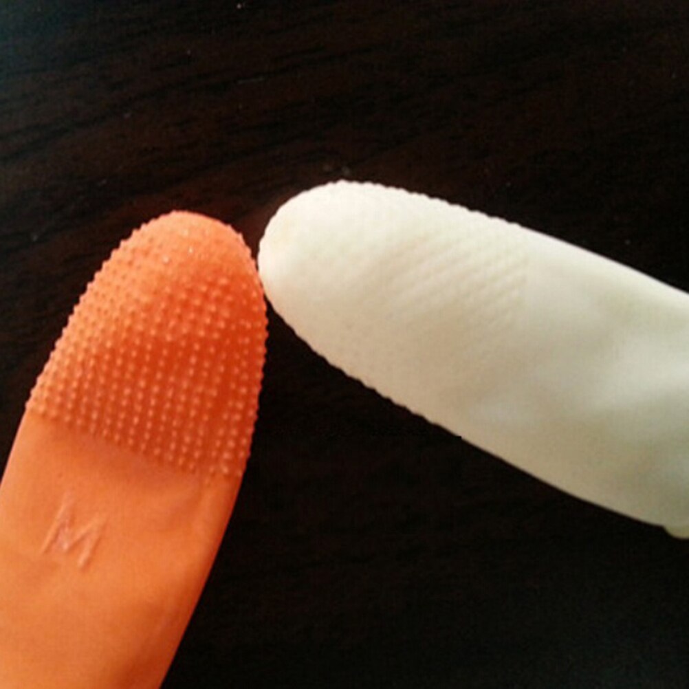 100 Pcs Disposable Nail Art Finger Cover Natural Rubber Non-slip Anti-static Latex Finger Cots Fingertips Protector Gloves