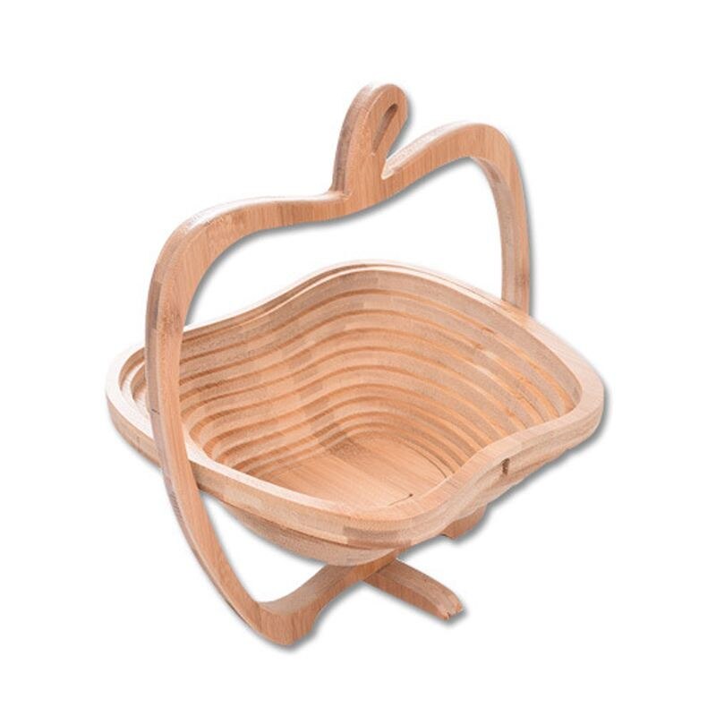 Novelty Foldable Apple Shaped Bamboo Basket Foldable Fruit Basket