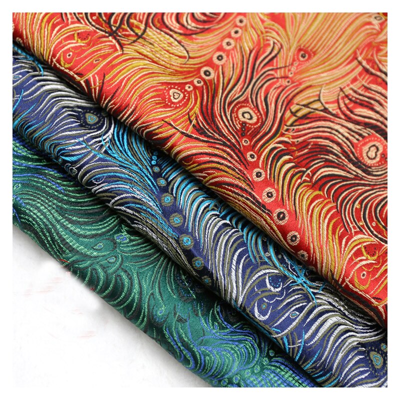 75x50cm peacock Brocade silk Fabric Damask Jacquard Apparel Costume Upholstery Furnishing Curtain Clothing Material patchwork