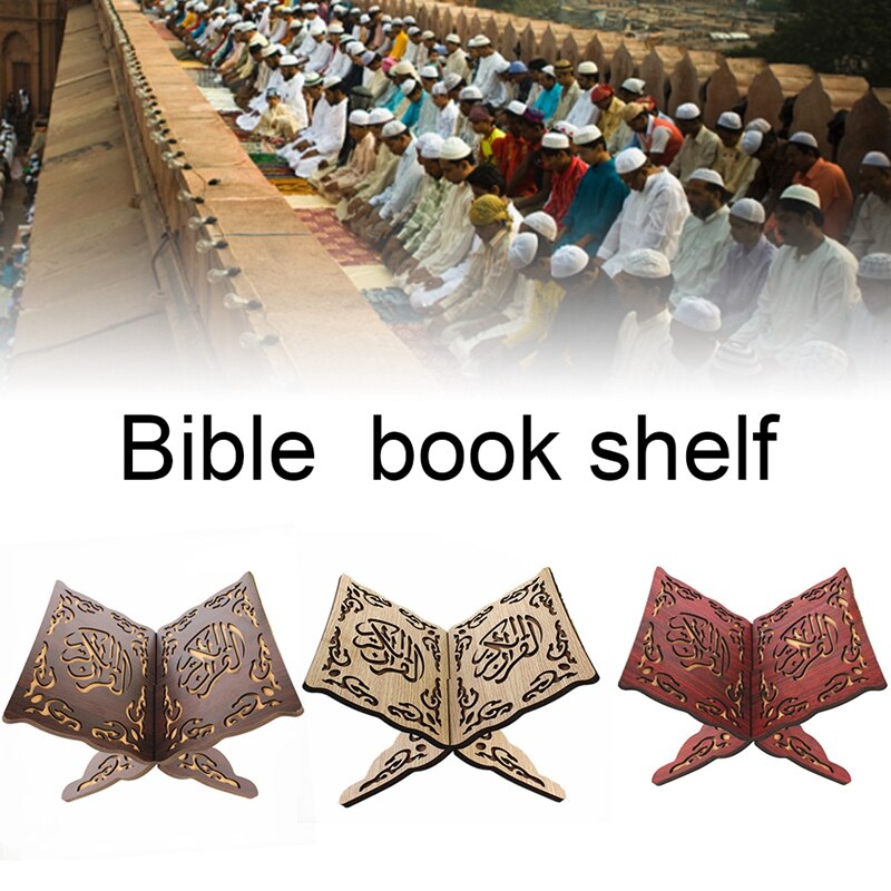 Bibliothèque en bois creuse du coran musulman, support moyen Eid al-fitr, décoration de la maison islamique