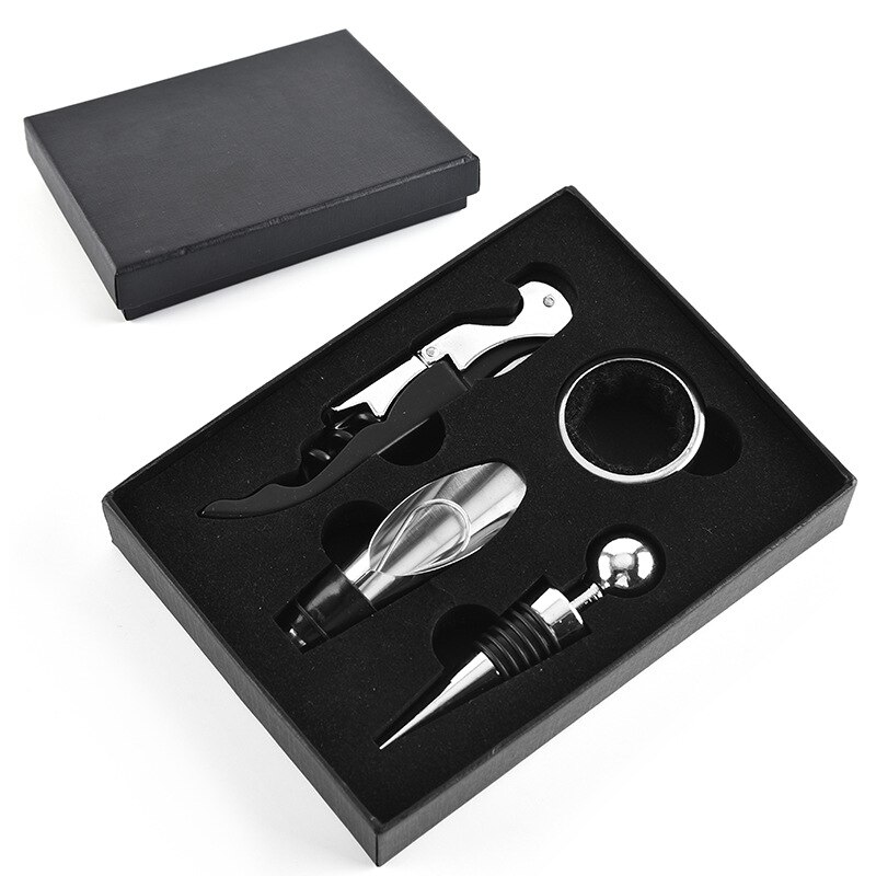 1 set (  (4 stuks) wijnflesopener met doos roestvrijstalen karaf wijnkurken schroefdopopener keuken bar accessoires gereedschap: Default Title