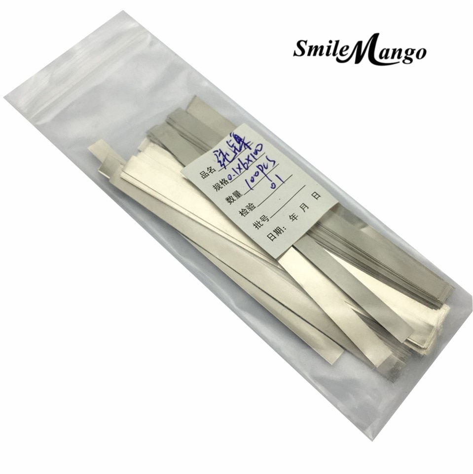 0.1Mm X 6Mm X 100Mm 100Pcs Pure Nickel Plate Strap Strip Sheets 99.96% Voor Batterij Spot lasmachine Lasser Apparatuur