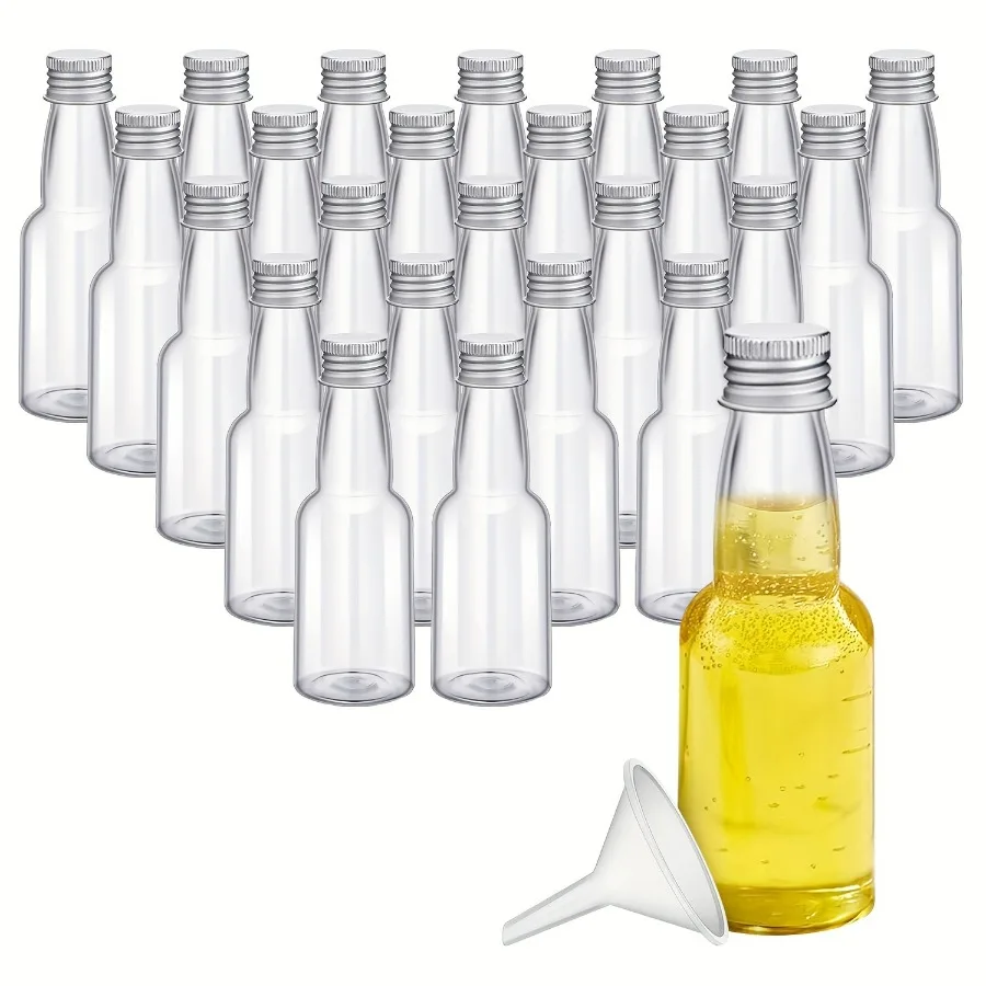 50pcs Mini Liquor Bottles, Plastic Alcohol Bottles Airtight Shot Bottles Little Spirit Bottle 25ml/0.85oz 1.7oz/50ml
