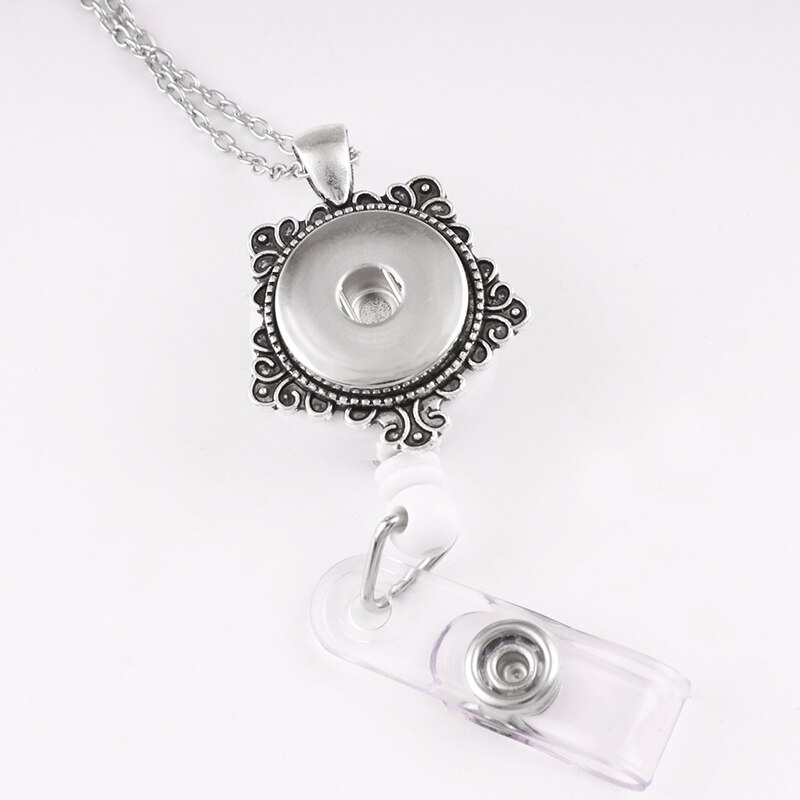 Badge Reel ID holder, retractable badge holder 18mm snap button wing flower jewelry Fishing line NA579: T