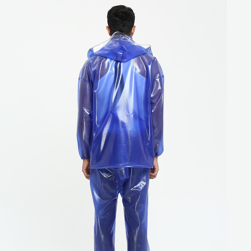 Men Rain Coat Jacket Waterproof Jumpsuit Transparent Impermeable PVC Thick Rain Pants Chubasquero Hombre Wet Weather Gear