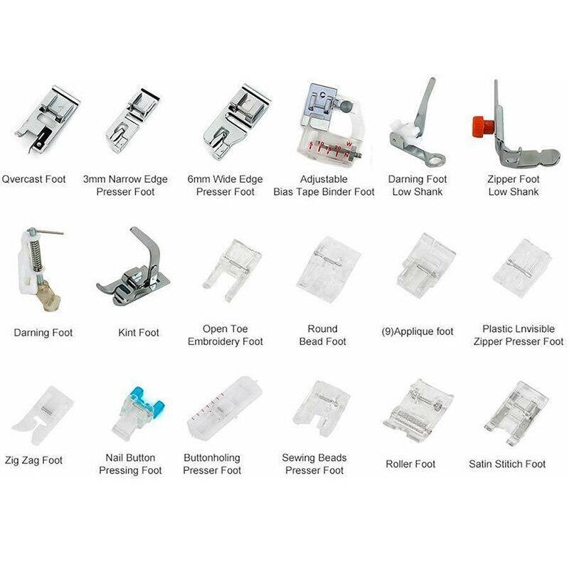 Brother Singer – pied-de-biche pour Machine à coudre 32/52/62/72/82, Kit de tressage, point aveugle, surjet, pièces de règle à fermeture éclair