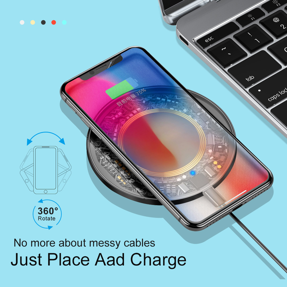 10w qi rask trådløs lading for iphone 11 pro x xs max xr for samsung  s8 s9 s10 pluss note 10 9 ladeplate trådløs lader
