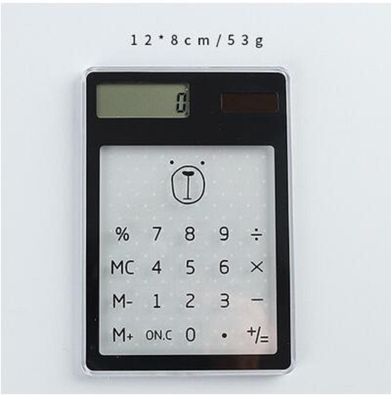 KEMBONA Solar Calculator LCD 8 Digit Touch Screen Ultra slim Transparent Solar Calculator Stationery Clear Scientific Calculator