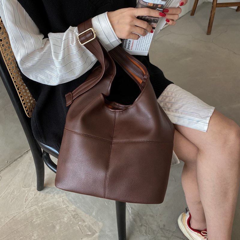 Schoudertassen voor vrouwen, grote leren handtassen voor dames, handtassen met grote capaciteit, zachte emmertassen voor vrouwen