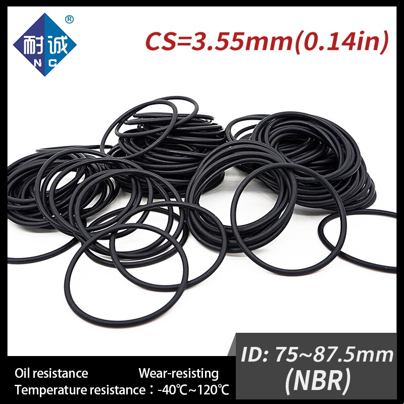 5PCS/lot Rubber Black NBR CS3.55mm ID75/77.5/80/82.5/85/87.5mm O Ring Gasket Oil resistant waterproof