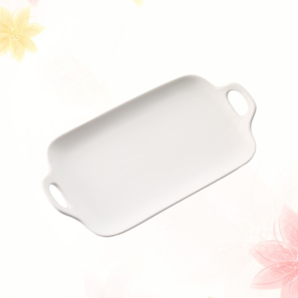 1PC Porcelain Serving Tray Ceramic Nonstick Baking Pan Food Plate for Home Decor: White
