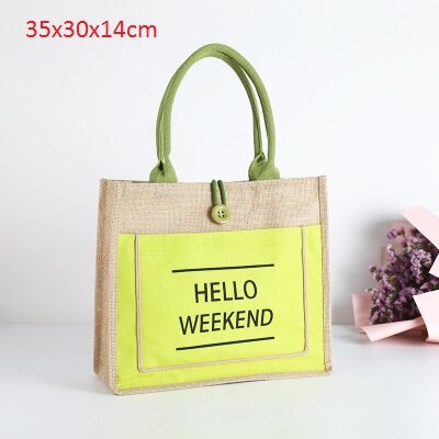 3 maten groen/wit/zwart bedrukt grote capaciteit draagbare katoenen linnen boodschappentas dames handtas grote schoudertassen: Groen 35 x 30 x 14cm
