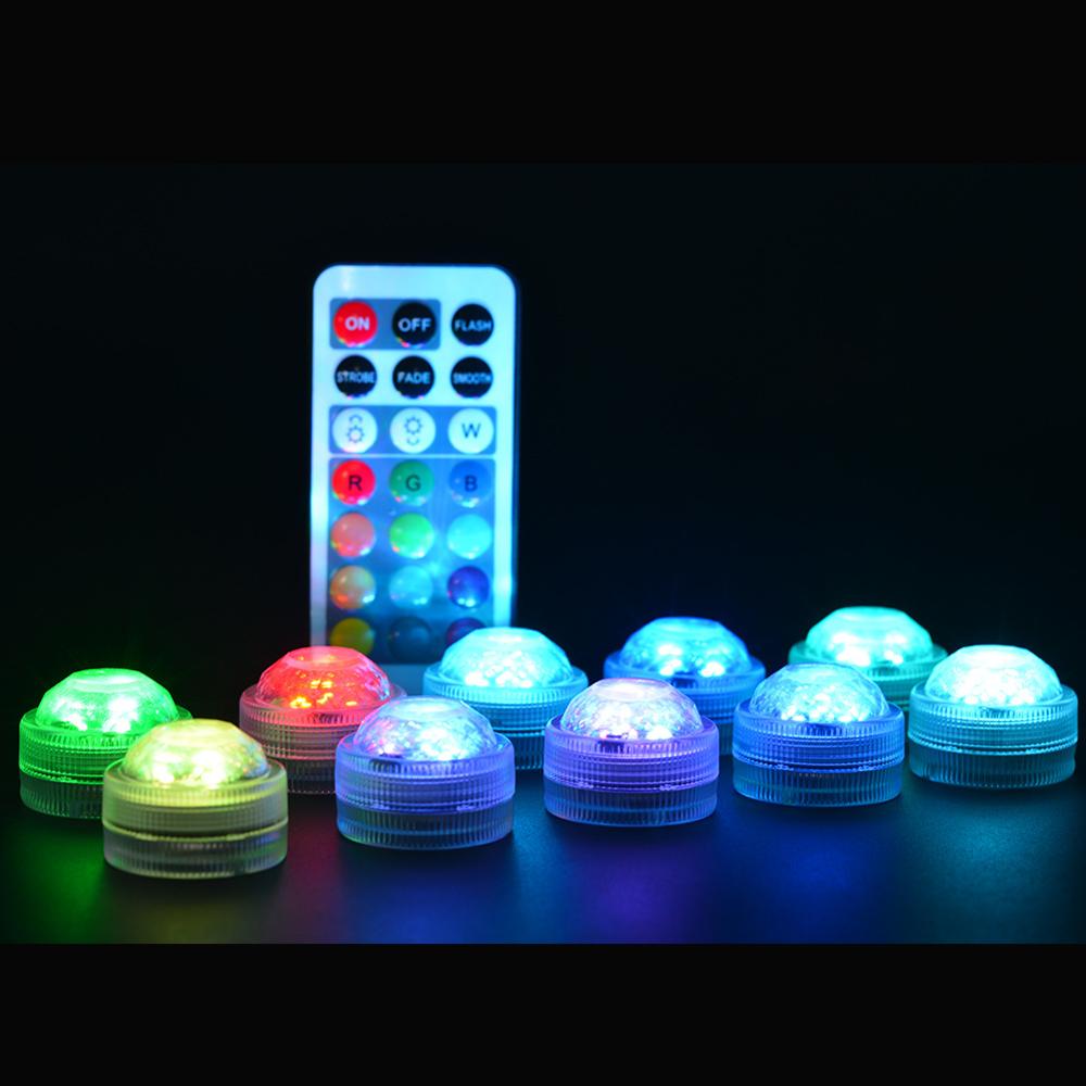 Ledet fjernstyrt rgb nedsenkbart lys batteridrevet undervanns nattlampe utendørs vase bolle hagefest dekorasjon