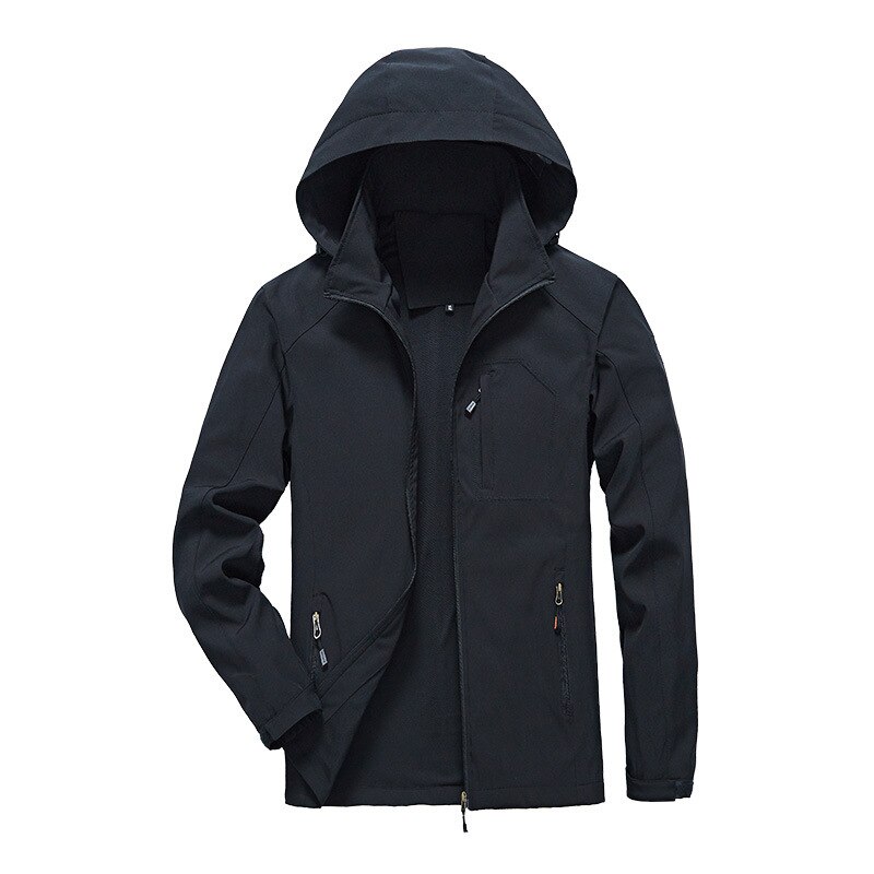 Chaqueta impermeable para parejas de deportes al aire libre chaqueta fina de primavera y otoño para hombres y mujeres de una sola capa resistente al viento impermeable: Black / 2XL