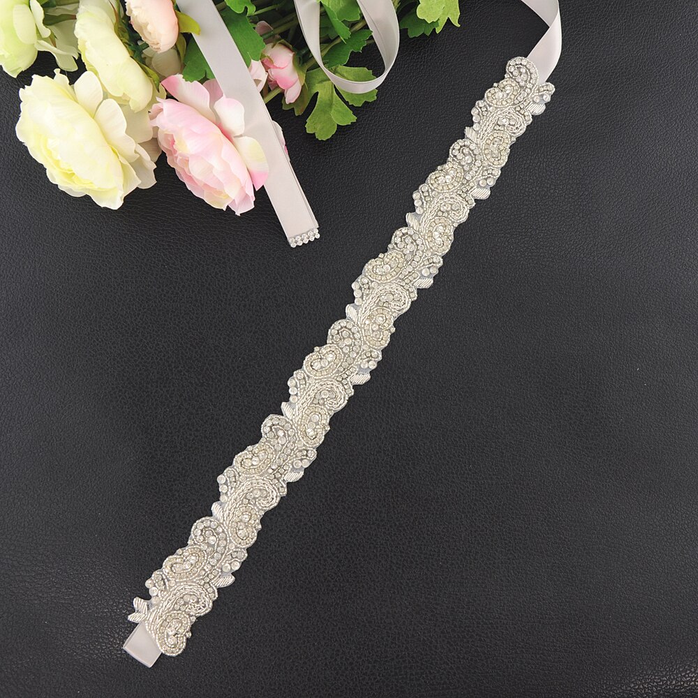ZMS365 Braut Zubehör Hochzeit Gürtel Braut Gürtel Hochzeit Zubehör Mariage Schärpe Gürtel für Abendkleider Brautjungfer Gürtel: grau