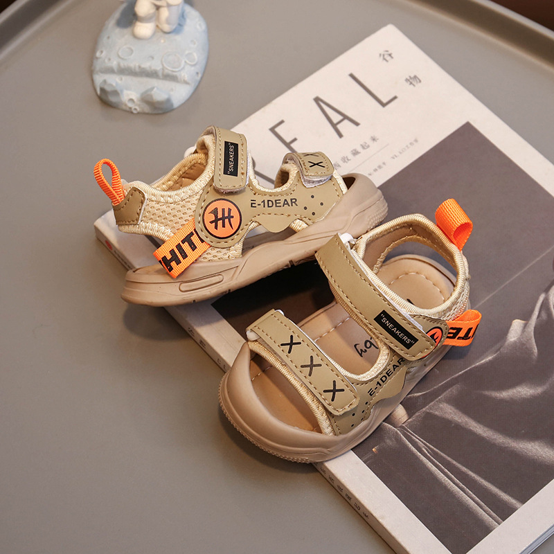 Sandalias para bebé, zapatos para caminar para bebé, novedad de verano, zapatos funcionales de suela blanda para niños y niñas, zapatos antideslizantes de 0 a 3 años: Caqui / 1.5