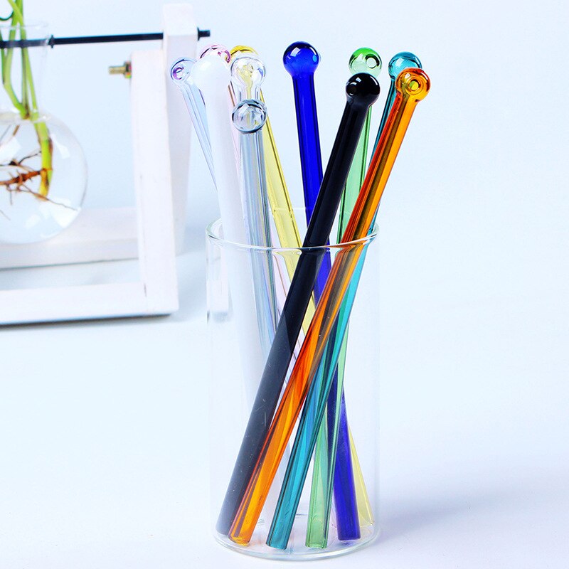 Herbruikbare Stro Environmentantal Slip Glas Stro Met Gekleurde Ronde Kop Borosilicaatglas Stro Met Gekleurde Ronde Hoofd