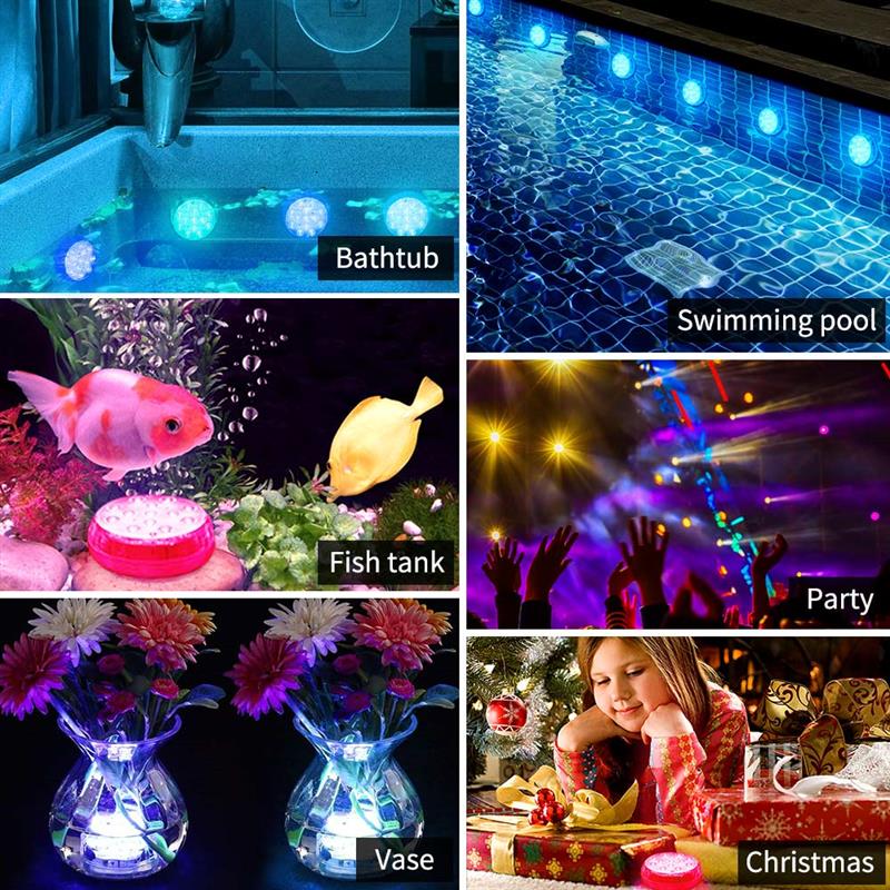 13 LED Remote Controlled Submersible Light Battery Operated RGB Underwater Floral Lamp for Outdoor Garden Swimming Pool Aquarium