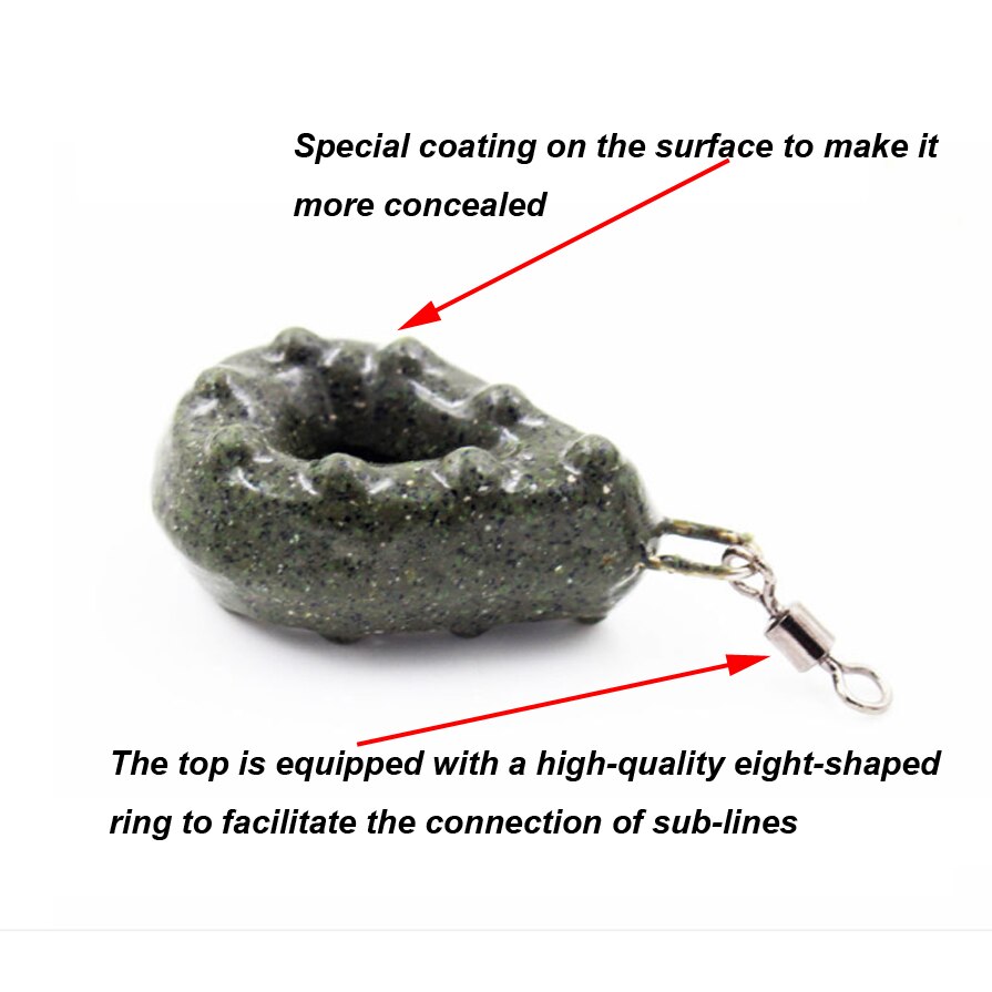JIGEECARP 2PCS Carp Fishing Tapered Flat Pear Shaped Lead Sinkers Pebble Weight Mimic Coated Fishing Lead Weights