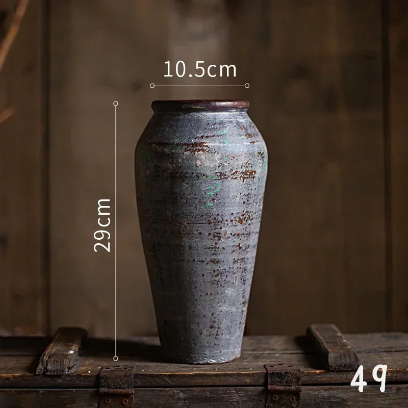 Maceteros antiguos de cerámica desgastada, jarrones de arcilla rústica para decoración de balcón, adornos prácticos de escritorio de oficina sin tiempo: Negro