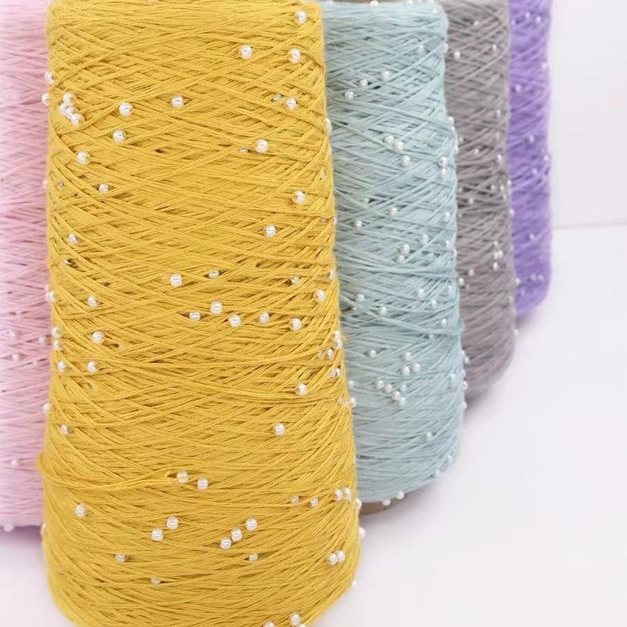 350g 70% CottonSoft Crochet Hand Pearl Beaded Yarn Lace 6# Hand-Knitted Thread For Summer Knitting Sweaters Hats Scarves Luxury