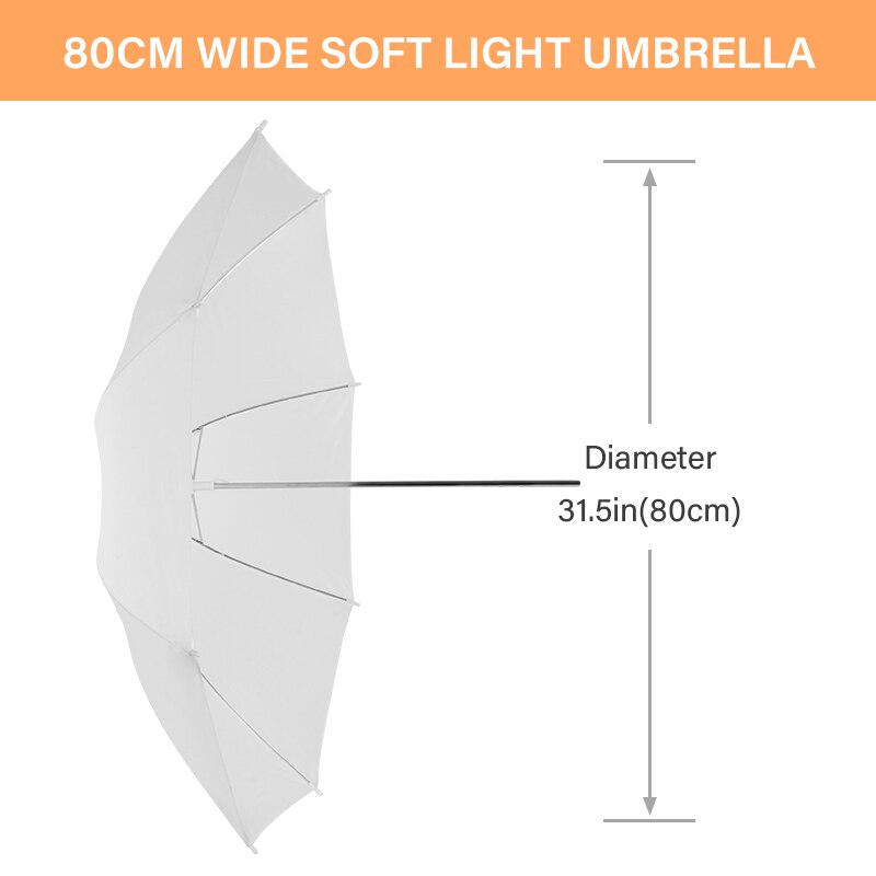 31.5"/80 Diameter White Soft Translucent Umbrella Lights Diffusion Photo Umbrellas For Camera Video Photo Studio Photography