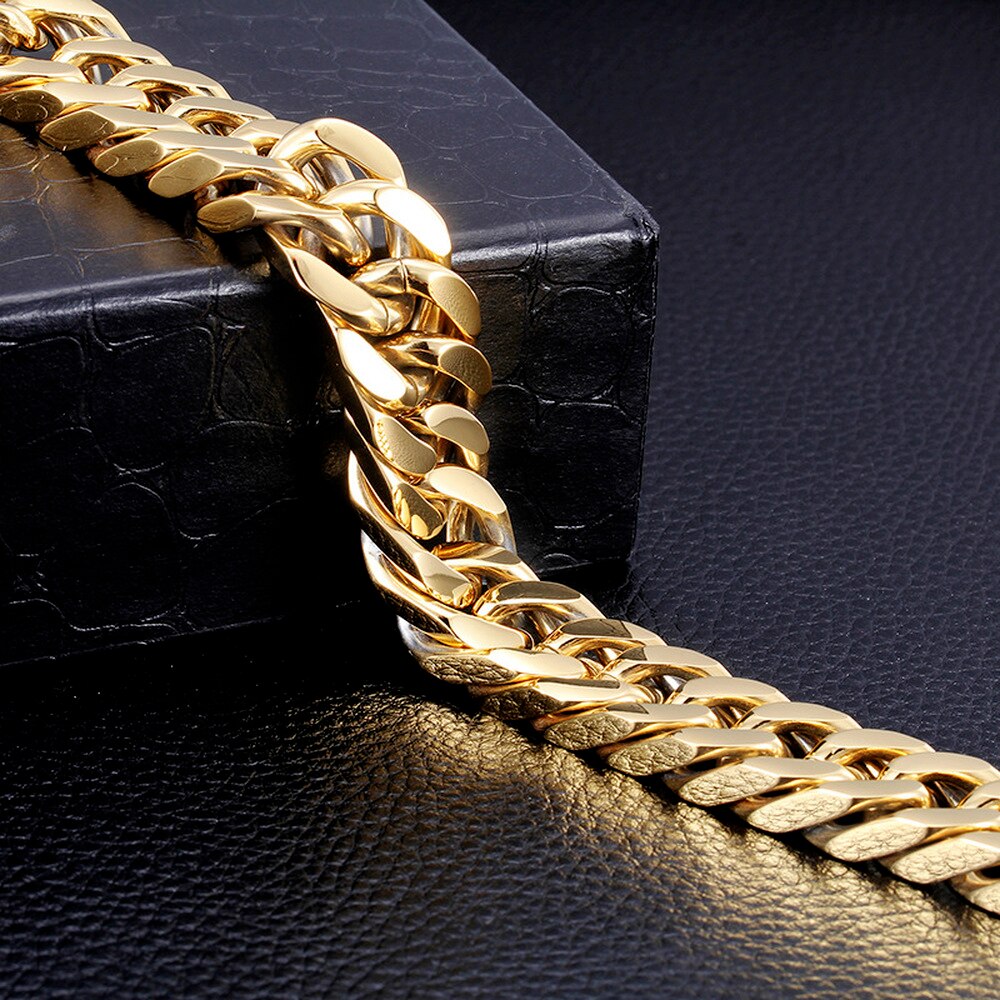 Moda kubańska bransoletka luksusowa męska stal nierdzewna 10mm osobowość władcza szeroki łańcuch bransoletka mężczyzn i kobiet biżuteria