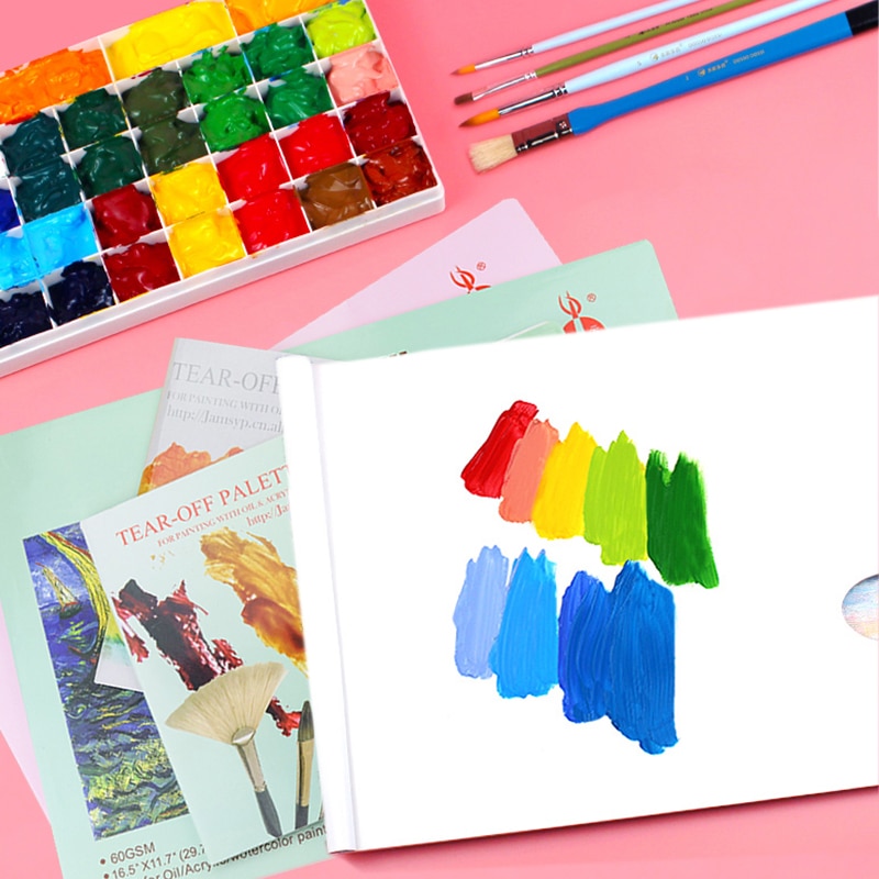 Paleta descartável de rasgar yun para pintura a óleo, não precisa lavar, ajuste a3/a4, papel/paleta/almofada/livro, aquarela/guache/acrílico/pintura a óleo