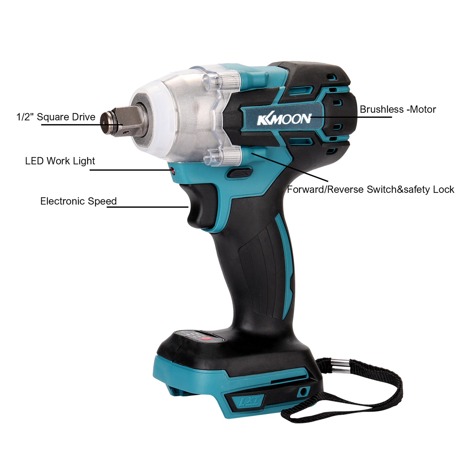 18V Cordless Impact Wrench Screw Driver Brushless Motor High Torque Electric Wrench with Battery and Charge Device