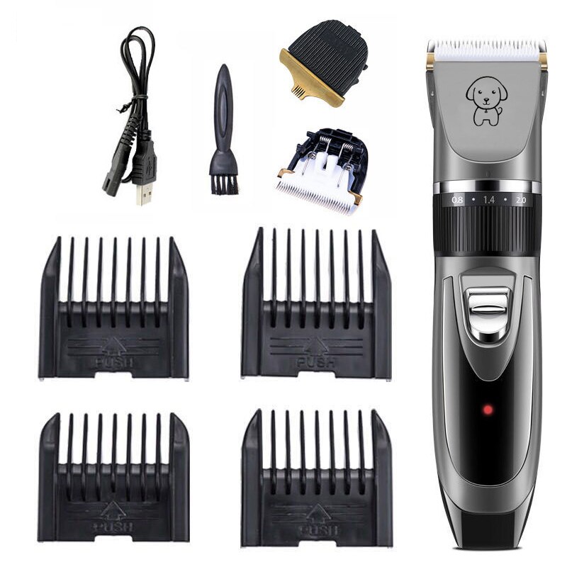 dog clippers dog hair clippers Cordless dogs grooming kit cat hair trimmer pet grooming tool USB Rechargeable Low-noise: Gray F