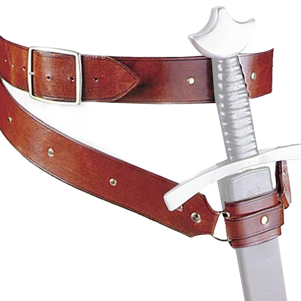 Medieval Renaissance Sword Holder PU Belt Waist Sheath Adult Men Larp Warrior Pirate Viking Knight Cosplay Leather Buckle Strap: brown