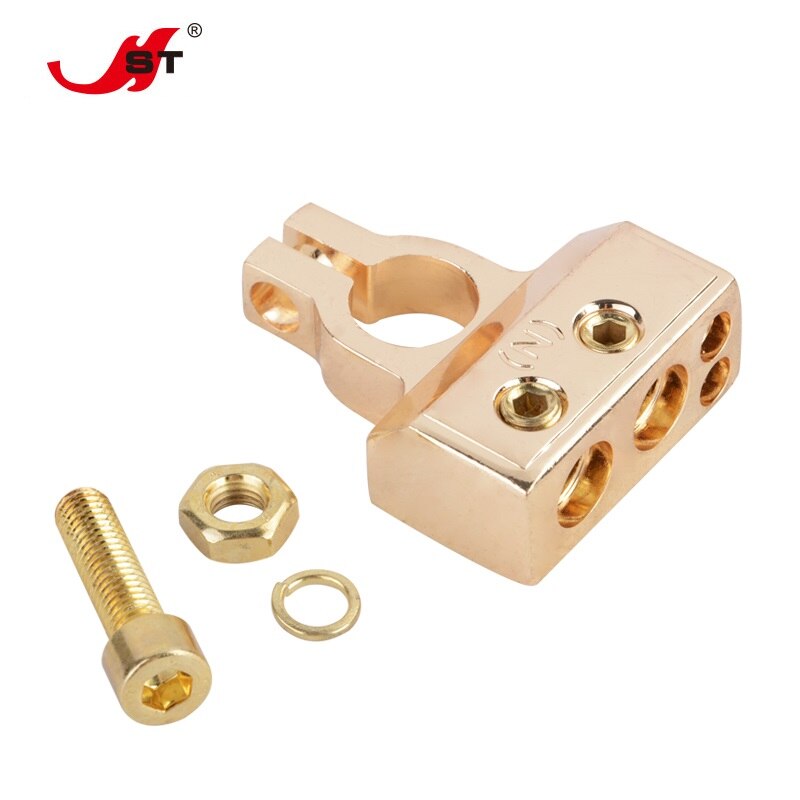 2 Pcs Gold Plated Battery Terminal Connectors 0/2/4/8/10 Gauge Positive Negative Auto Car Marine Battery Terminal Connectors