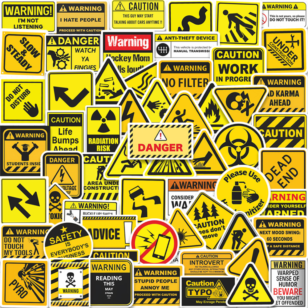 60 szt. Naklejki ostrzegawcze, naklejki DIY, naklejki do scrapbookingu, na telefon, bagaż, deskorolkę, wodoodporne naklejki: Default Title