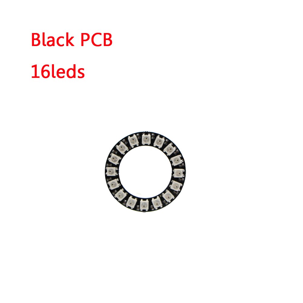 WS2812B ic Built-in RGB pixel Ring 8/16/24/35/45 Bits leds Module Individually Addressable 5050 RGB Full Color Round LED Circle: Black PCB 16leds